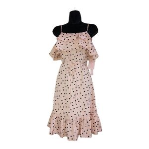 Anthropologie Avec les filles pink polka dot belted ruffled tiered dress size 2